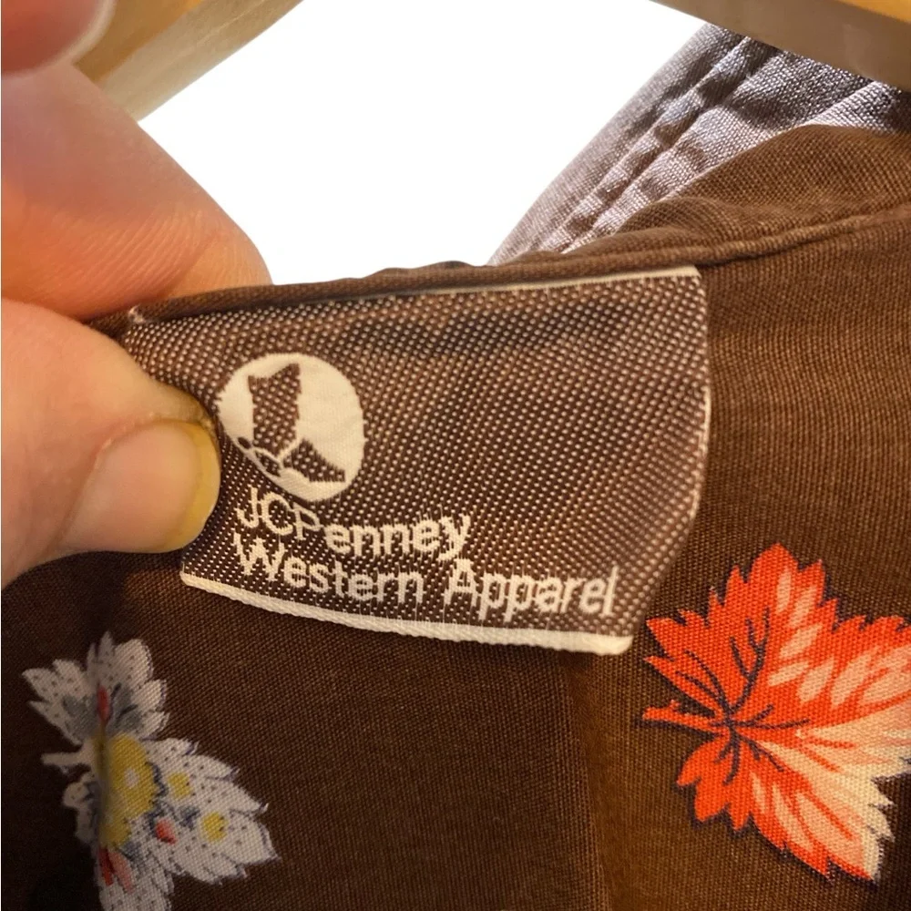 Rare 70s Women’s Brown Floral Western Shirt Copper Pearl Snaps Boho - Picture 7 of 11